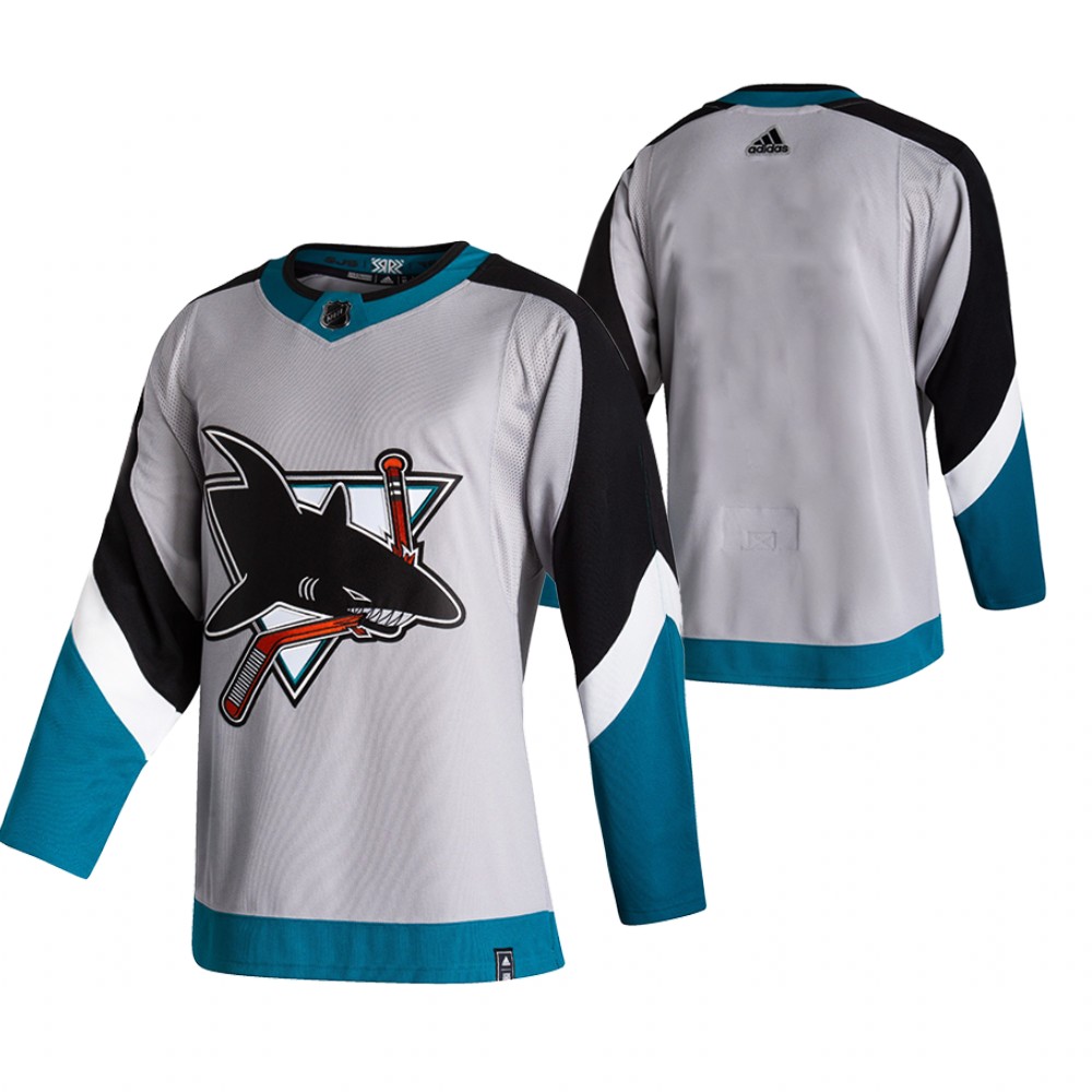 2021 Adidias San Jose Sharks Blank Grey Men Reverse Retro Alternate NHL Jersey->san jose sharks->NHL Jersey